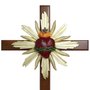 Cruz de Madeira Parede e Mesa Resplendor do Sagrado Coração de Jesus - 62 cm x 34 cm