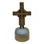 Cruz de Mesa de Mármore com Pintura em Bronze e Vela Rechô  - 11 cm