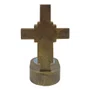 Cruz de Mesa de Mármore com Pintura em Bronze e Vela Rechô  - 11 cm