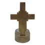 Cruz de Mesa de Mármore com Pintura em Bronze e Vela Rechô  - 11 cm