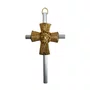 Cruz Face de Cristo Dourado e Prata metal 16 cm