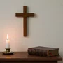 Cruz Madeira Clara Parede - 15 cm