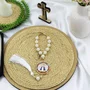 Dezena Carro de Nossa Senhora Aparecida Branca Strass Pompom - 8 mm