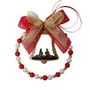 Guirlanda Sino Sagrada Família Dourado Pérola Vermelho - 16 cm x 15 cm