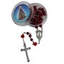 Terço de Nossa Senhora Aparecida Vermelho Pai Nosso Botão Rosa 5 mm