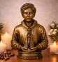 Imagem Busto de São Carlo Acutis de Mármore com Pintura Bronze - 30 cm