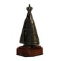 Imagem de Nossa Senhora Aparecida de Metal Ouro Velho Base Madeira - 14 cm