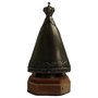 Imagem de Nossa Senhora Aparecida de Metal Ouro Velho Base Madeira - 14 cm