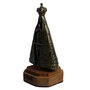 Imagem de Nossa Senhora Aparecida de Metal Ouro Velho Base Madeira - 14 cm