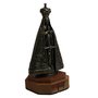 Imagem de Nossa Senhora Aparecida de Metal Ouro Velho Base Madeira - 14 cm