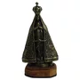 Imagem de Nossa Senhora Aparecida de Metal Ouro Velho Base Madeira - 9 cm