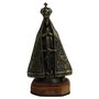 Imagem de Nossa Senhora Aparecida de Metal Ouro Velho Base Madeira - 9 cm