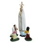 Imagem de Nossa Senhora de Fátima com Pastores de Resina Nacional com Coroa - 29 cm
