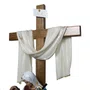 Imagem de Nossa Senhora Pietá de Resina com Cruz de Madeira - 85 cm