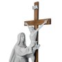 Imagem de Santa Rita Contempla Jesus na Cruz em Mármore - 53cm