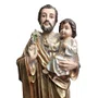 Imagem de São José Dourado com Pedestal de Resina Nacional - 70 cm