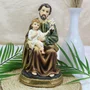 Imagem de São José Sentado com Menino Jesus de Resina Importada - 22 cm