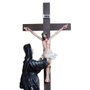 Imagem Nacional de Resina Santa Rita Contempla Jesus na Cruz - 53 cm