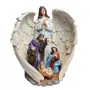 Imagem Presépio Anjo e Sagrada Família de Resina Nacional - 28 cm