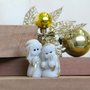Imagem Sagrada Família Infantil em Mármore com Detalhe Dourado 6cm