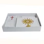 Kit Viático Branco com Bordado JHS e Ostensório em Dourado