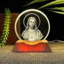 Luminária Led do Sagrado Coração de Jesus Vidro Esculpido - 9 cm