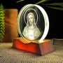 Luminária Led do Sagrado Coração de Jesus Vidro Esculpido - 9 cm
