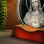 Luminária Led do Sagrado Coração de Jesus Vidro Esculpido - 9 cm
