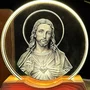 Luminária Led do Sagrado Coração de Jesus Vidro Esculpido - 9 cm