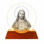 Luminária Led do Sagrado Coração de Jesus Vidro Esculpido - 9 cm