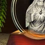 Luminária Led Imaculado Coração de Maria Vidro Esculpido - 9 cm