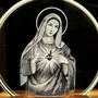 Luminária Led Imaculado Coração de Maria Vidro Esculpido - 9 cm