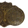 Medalha de São Bento de Mármore com Pintura em Bronze Envelhecido - 25 cm x 39 cm