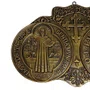 Medalha de São Bento de Mármore com Pintura em Bronze Envelhecido - 25 cm x 39 cm