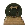 Mini Presépio Ouro Velho na Base de Madeira Fundo Verde  4,6 cm x 5 cm