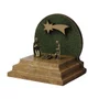 Mini Presépio Ouro Velho na Base de Madeira Fundo Verde  4,6 cm x 5 cm