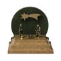 Mini Presépio Ouro Velho na Base de Madeira Fundo Verde  4,6 cm x 5 cm