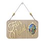 Placa MDF Feliz Natal e Sagrada Família 10 cm x 18 cm
