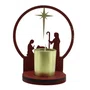 Natal Sagrada Família MDF Vela Vidro Dourado - 16 cm x 15 cm
