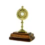 Mini Ostensório em Metal com Base de Madeira - 8 cm 