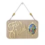 Placa MDF Feliz Natal e Sagrada Família 10 cm x 18 cm