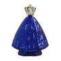 Porta Água Benta Nossa Senhora Aparecida em Vidro Azul Coroa Dourada - 13 cm