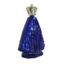 Porta Água Benta Nossa Senhora Aparecida em Vidro Azul Coroa Dourada - 13 cm