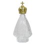 Porta Água Benta Nossa Senhora Aparecida em Vidro Transparente com Coroa Dourada - 11 cm