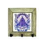 Porta Chave Azulejo Moldura Cinza Nossa Senhora Aparecida Azul