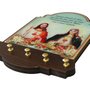 Porta Chaves Sagrado Coração de Jesus e Imaculado Coração de Maria Modelo Provençal em MDF Resinado 21cm