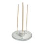 Porta Incenso Vidro Redondo Três Pinos e  Vela Rechô Branca - 11 cm