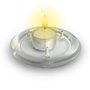 Porta Incenso Vidro Redondo Três Pinos e  Vela Rechô Branca  - 14 cm