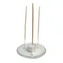 Porta Incenso Vidro Redondo Três Pinos e  Vela Rechô Branca  - 14 cm