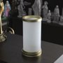 Porta Vela Vidro Mármore Jateado Detalhe Dourado - 18 cm